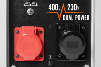 Уникальная система Dual Power позволяет использовать генератор в двух режимах – для питания однофазных и трехфазных потребителей, обеспечивая при этом одинаково высокую отдачу мощности. Селектор на панели управления позволяет простым движением менять режим работы генератора