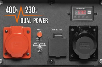 Уникальная система Dual Power позволяет использовать генератор в двух режимах – для питания однофазных и трехфазных потребителей, обеспечивая при этом одинаково высокую отдачу мощности. Селектор на панели управления позволяет простым движением менять режим работы генератора