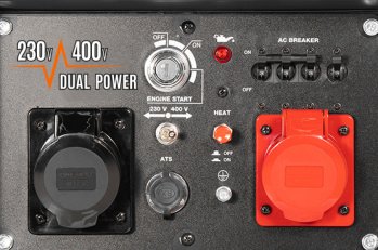 Уникальная система Dual Power позволяет использовать генератор в двух режимах – для питания однофазных и трехфазных потребителей, обеспечивая при этом одинаково высокую отдачу мощности. Селектор на панели управления позволяет простым движением менять режим работы генератора
