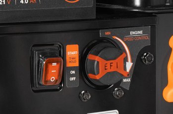 Позволяет выбрать подходящие для работы обороты двигателя. А система EFI будет их поддерживать во время работы, как круиз контроль на автомобиле, обеспечивая оптимальную мощность и расход топлива.